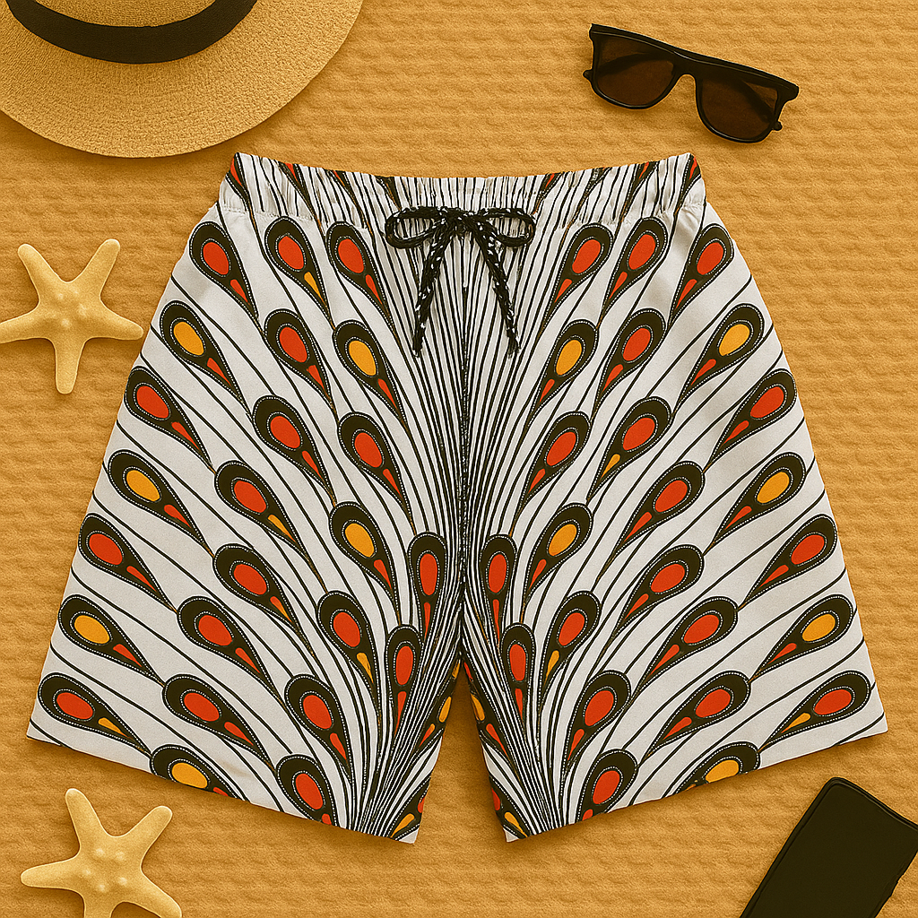 Men’s White Ankara Swim Trunks | African Print Swimwear – UYO