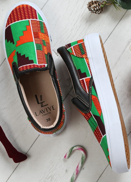 African Print Sneaker Shoes Light Weight Slip-on Trainer - KUMASI