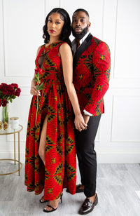 African Blazers for Men - Tailored Fit Double Breasted African Print Formal Blazer - CHARLES