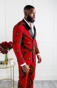 African Blazers for Men - Tailored Fit Double Breasted African Print Formal Blazer - CHARLES