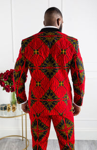African Blazers for Men - Tailored Fit Double Breasted African Print Formal Blazer - CHARLES