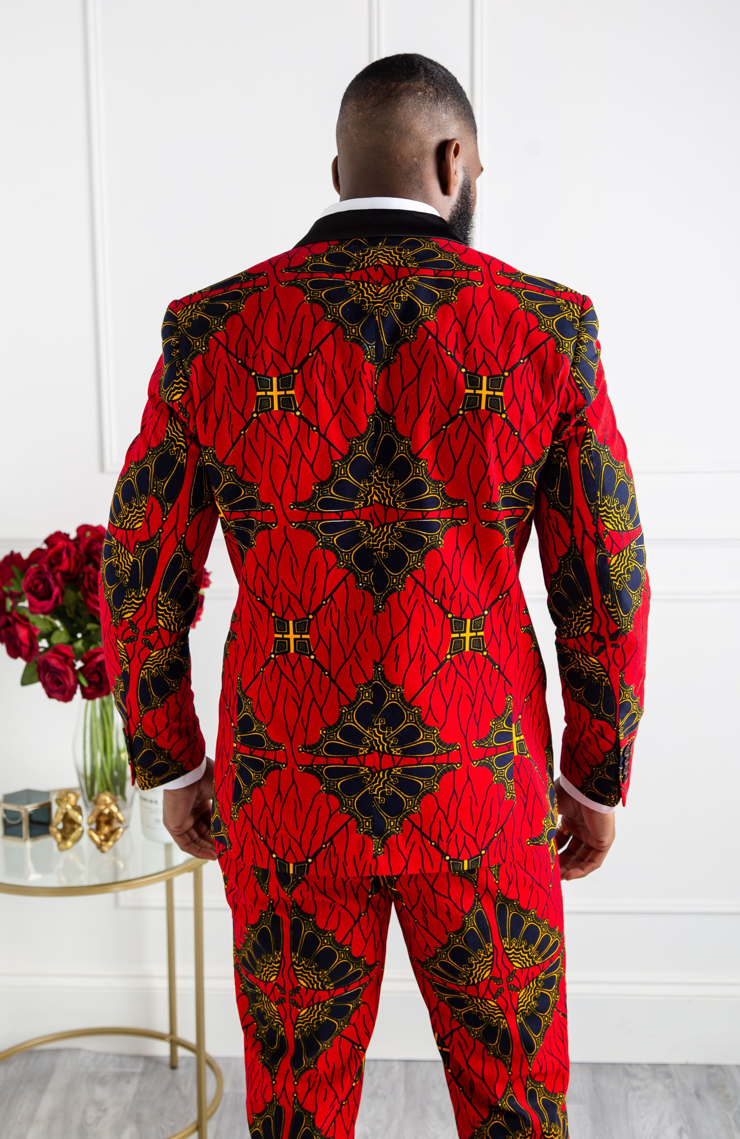 African Blazers for Men - Tailored Fit Double Breasted African Print Formal Blazer - CHARLES