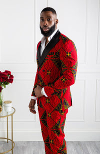 African Blazers for Men - Tailored Fit Double Breasted African Print Formal Blazer - CHARLES