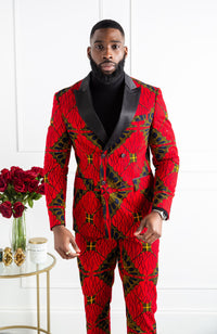 African Blazers for Men - Tailored Fit Double Breasted African Print Formal Blazer - CHARLES