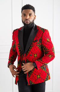 African Blazers for Men - Tailored Fit Double Breasted African Print Formal Blazer - CHARLES