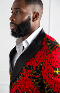 African Blazers for Men - Tailored Fit Double Breasted African Print Formal Blazer - CHARLES
