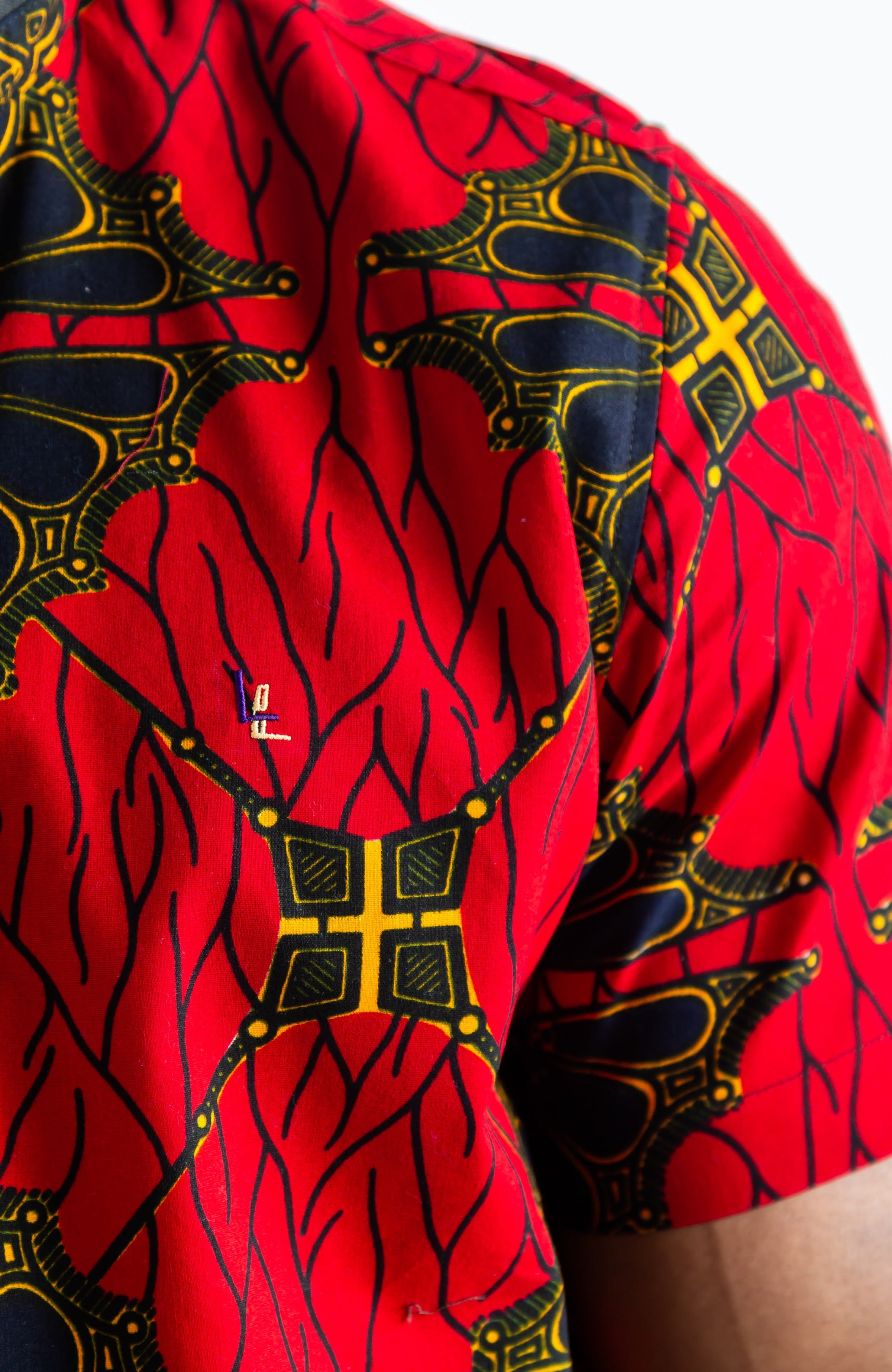 African Print Polo Shirt for Men | Grandad Collar Ankara Shirt - CHARLES