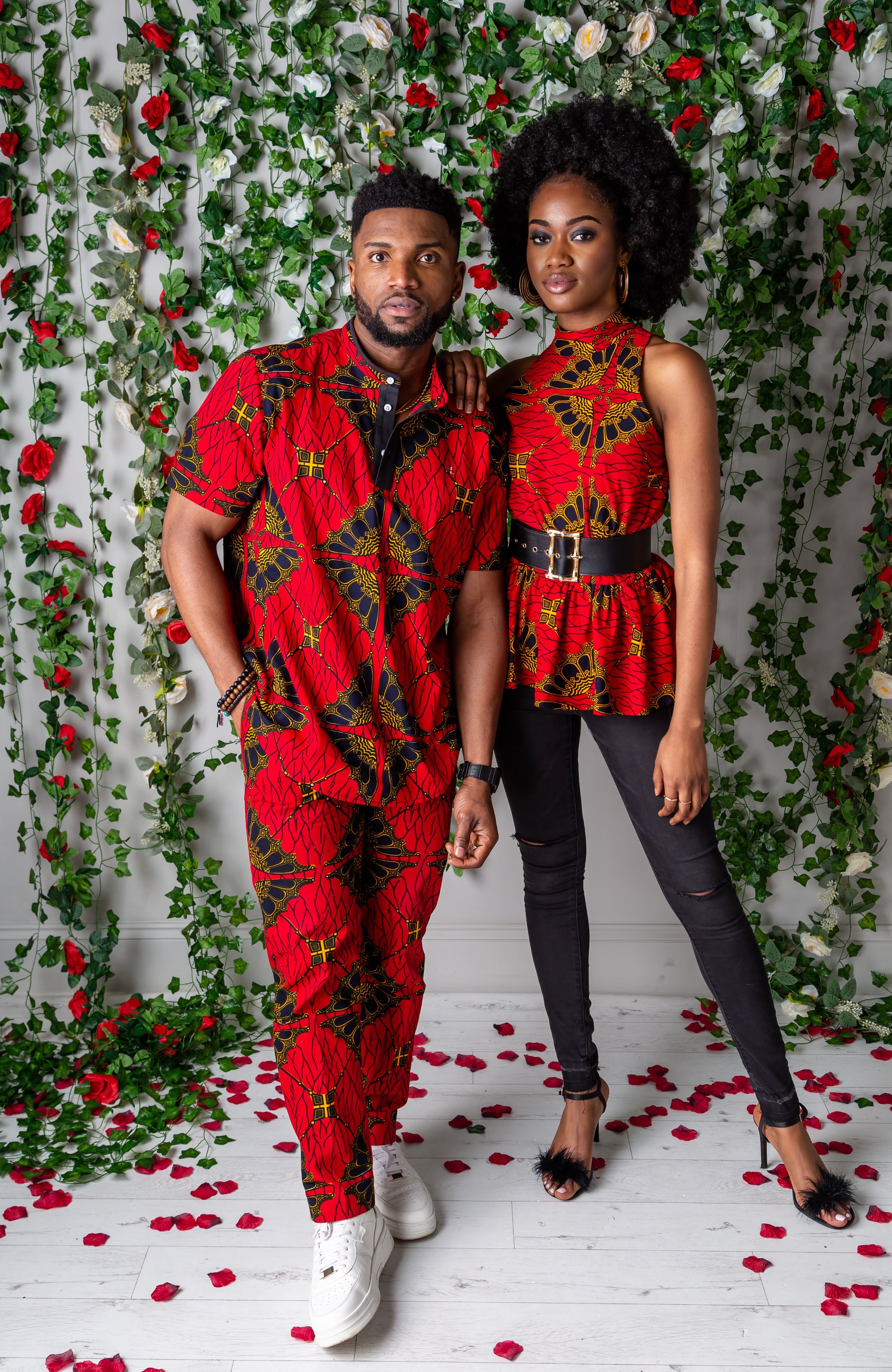 African Print Polo Shirt for Men | Grandad Collar Ankara Shirt - CHARLES