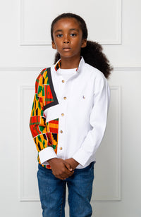 Boys Tailored-Fit African Print Shirt | Asymmetric Ankara Shirt for Boys - KENDRICK