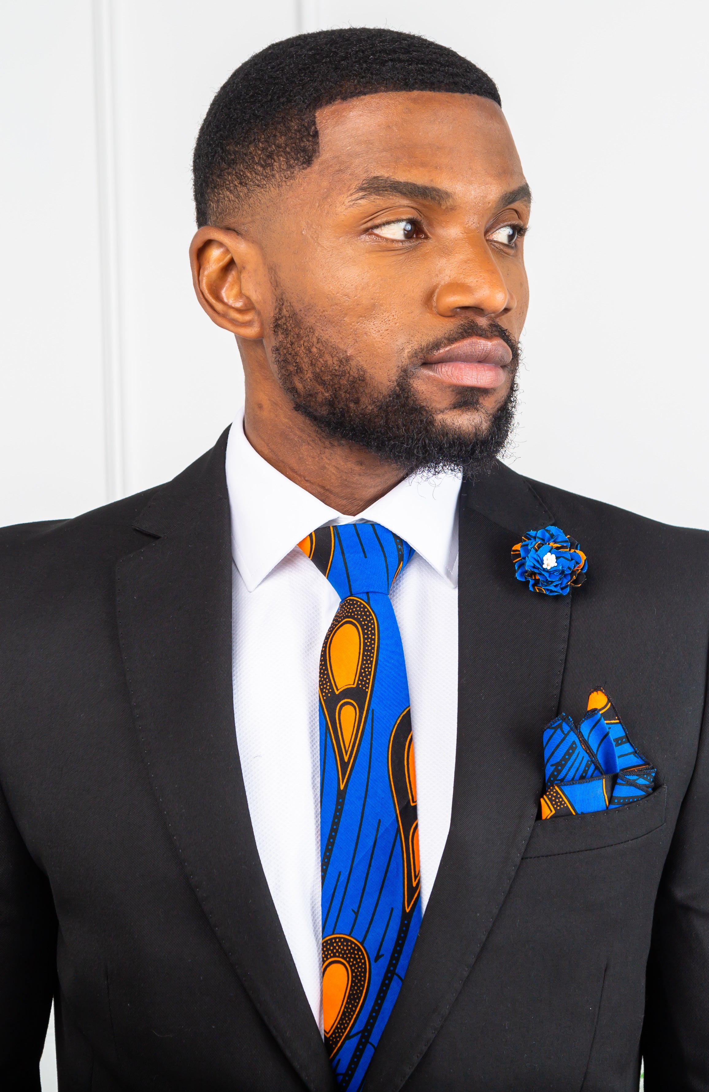 Ankara Necktie and Bow Tie Set - African Men's Wear Tie Set 5 Pieces - ELIJAH