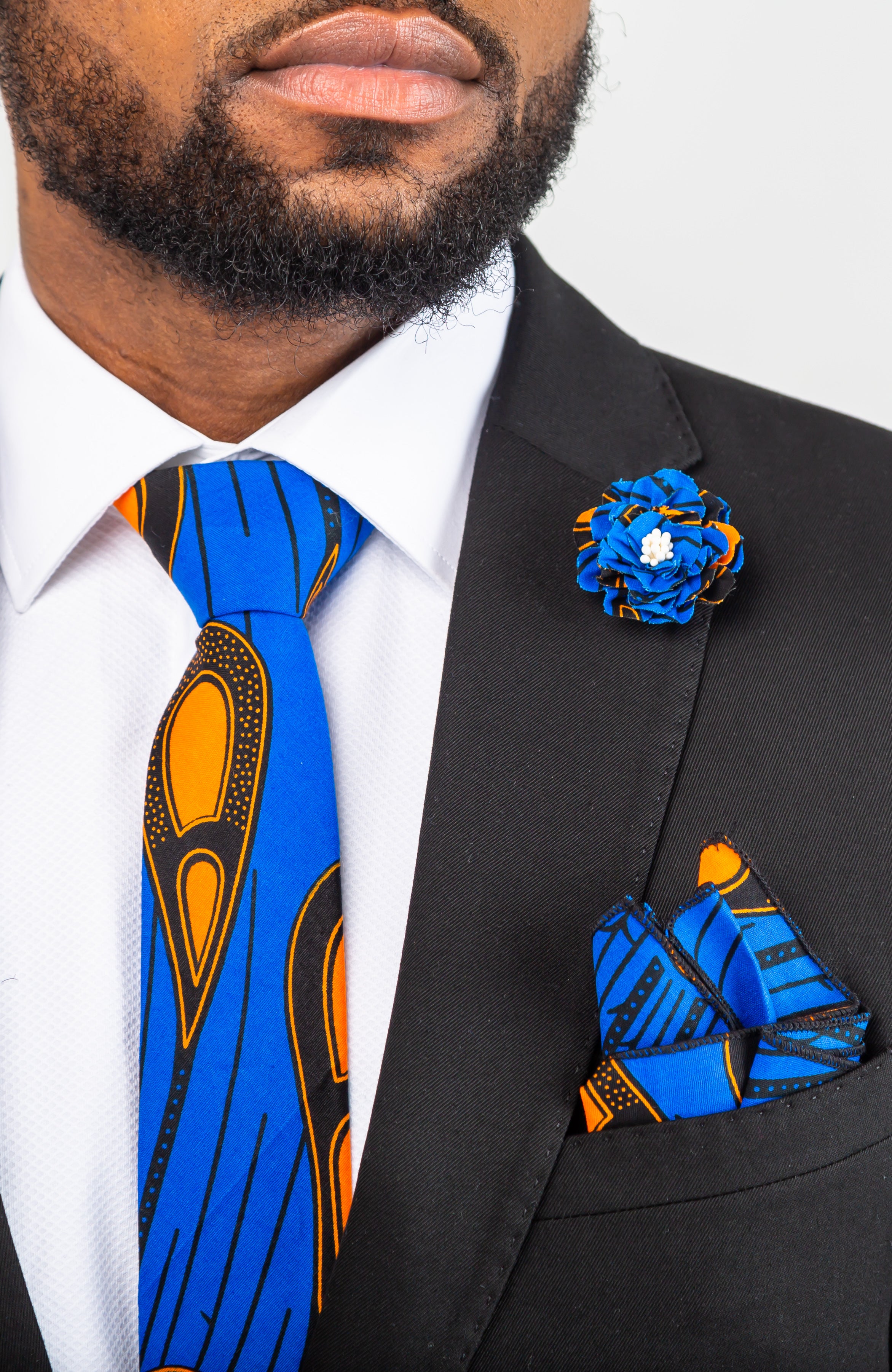 Ankara Necktie and Bow Tie Set - African Men's Wear Tie Set 5 Pieces - ELIJAH