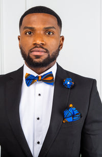 Ankara Necktie and Bow Tie Set - African Men's Wear Tie Set 5 Pieces - ELIJAH