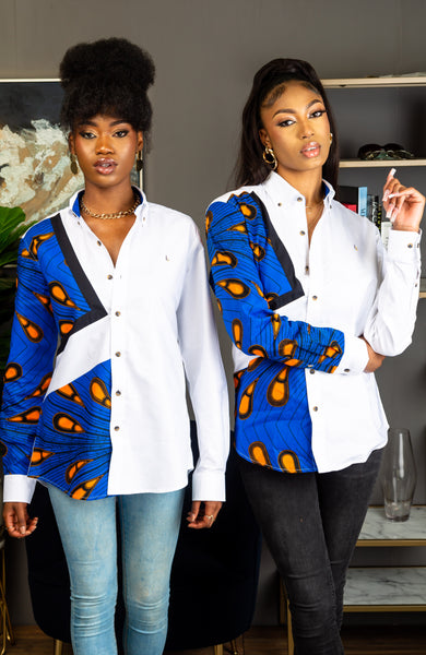 African print tops with white clearance jeans