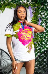 African Print Short Sleeved Shirt for Women - THALIA