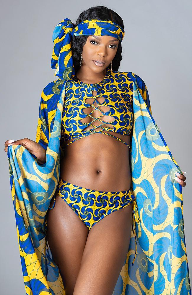 L'AVIYE African print swimwear sets, African swimsuit sets, Ankara bathing suit set