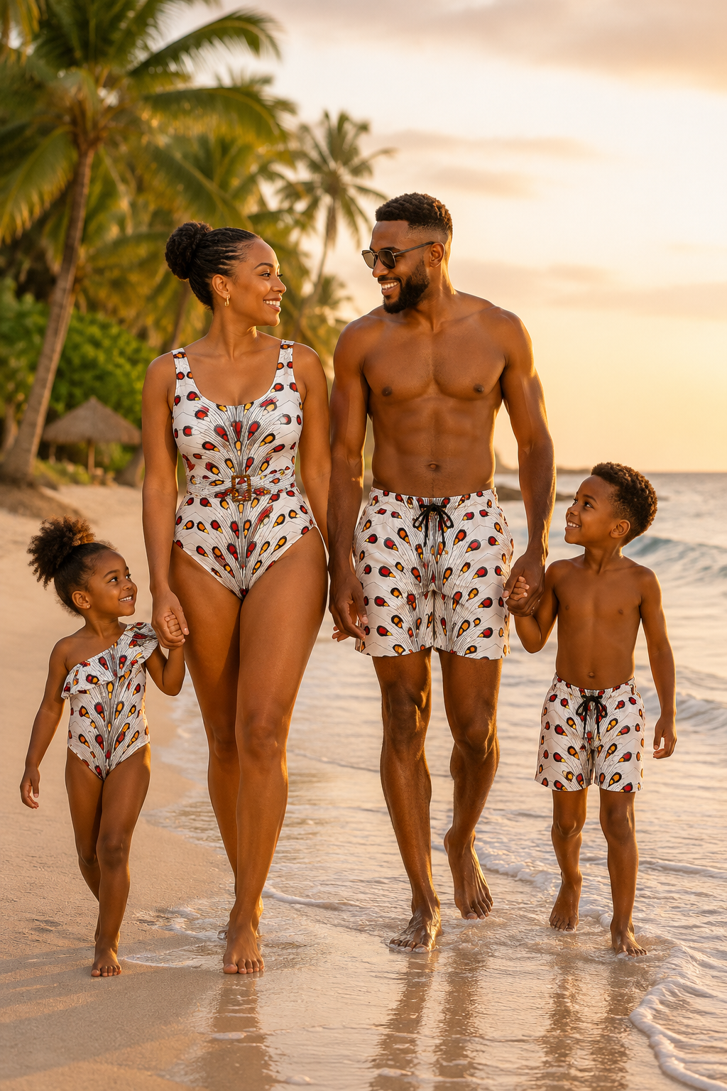 African Print Family Swimwear & Matching Couples Swimsuits