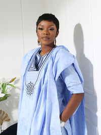 Sky Blue Women's Agbada Set – Elegant Traditional African Attire