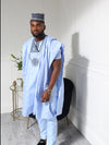 Sky Blue Men's Agbada Set with Embroidery | Elegant African Formal Wear