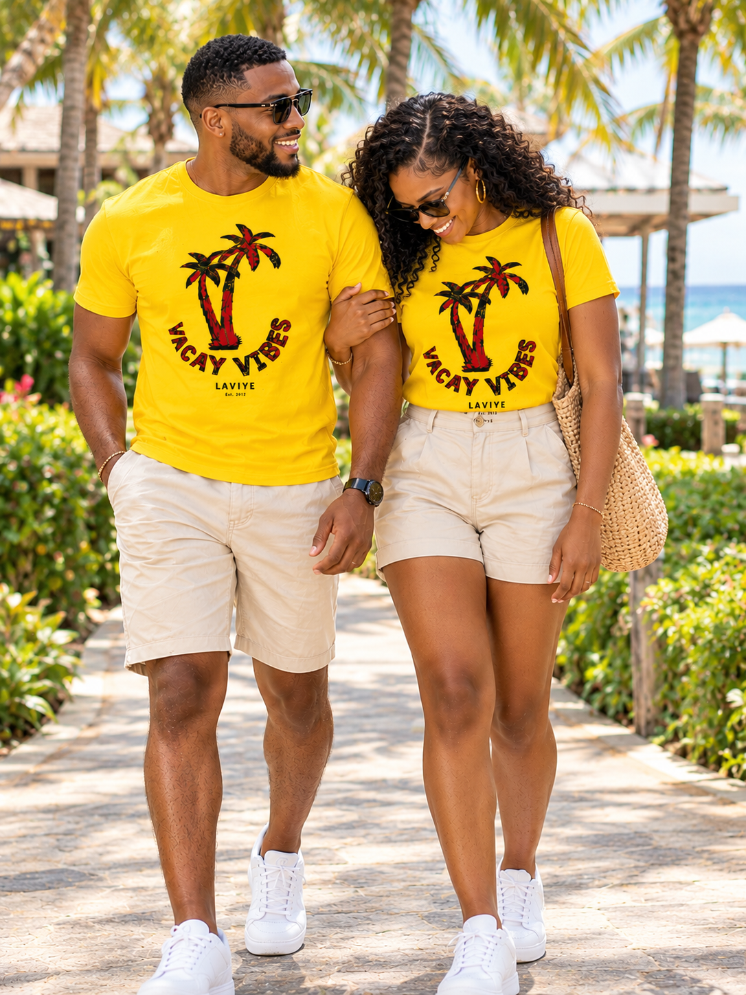 Vaycay Vibes Men's Unisex Mustard African Print T-Shirt | CALABAR