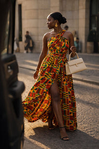 Kente African Print Multiway Infinity Maxi Dress - KENYA