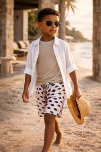 Little Boys’ White Ankara Swim Trunks | African Print Kids’ Swimwear – UYO