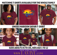 Maroon African Safari Graphic Kids Unisex T-shirt | ENUGU