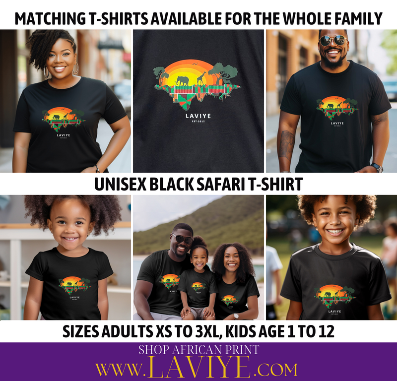 Boys Black African Safari Graphic Unisex T-shirt for Kids | ACCRA