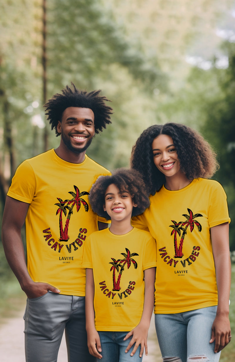 Vaycay Vibes Men's Unisex Mustard African Print T-Shirt | CALABAR