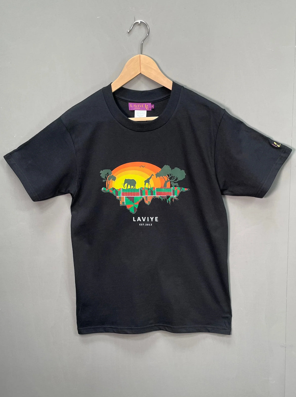 Boys Black African Safari Graphic Unisex T-shirt for Kids | ACCRA