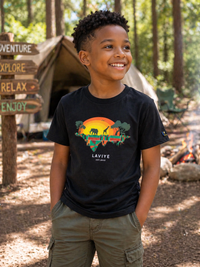 Boys Black African Safari Graphic Unisex T-shirt for Kids | ACCRA