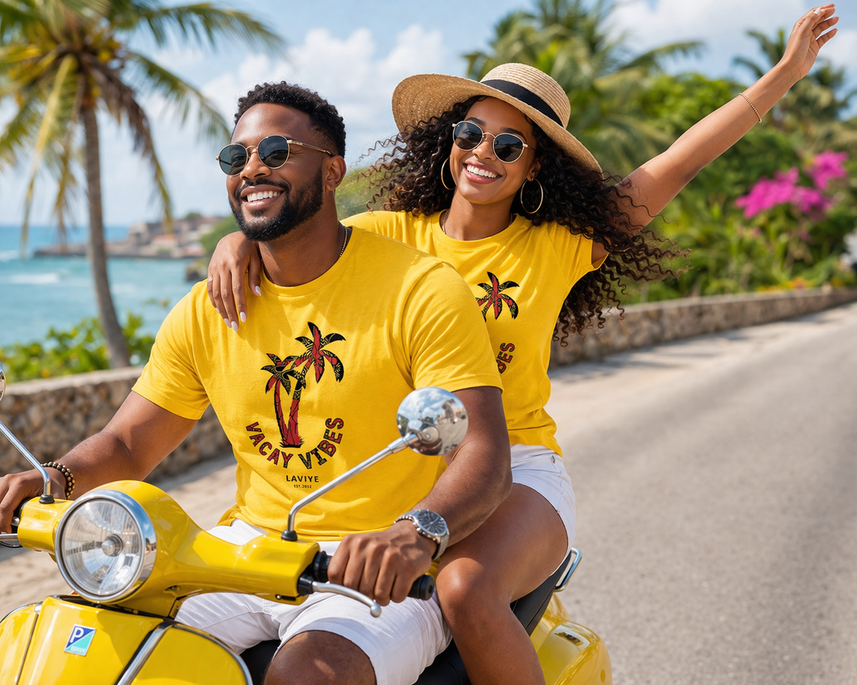 Vaycay Vibes Men's Unisex Mustard African Print T-Shirt | CALABAR