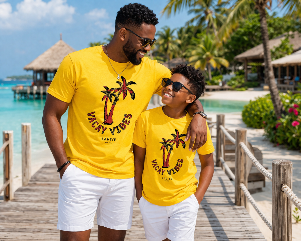 Vaycay Vibes Men's Unisex Mustard African Print T-Shirt | CALABAR