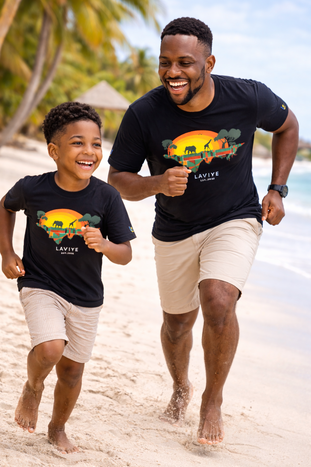 Boys Black African Safari Graphic Unisex T-shirt for Kids | ACCRA