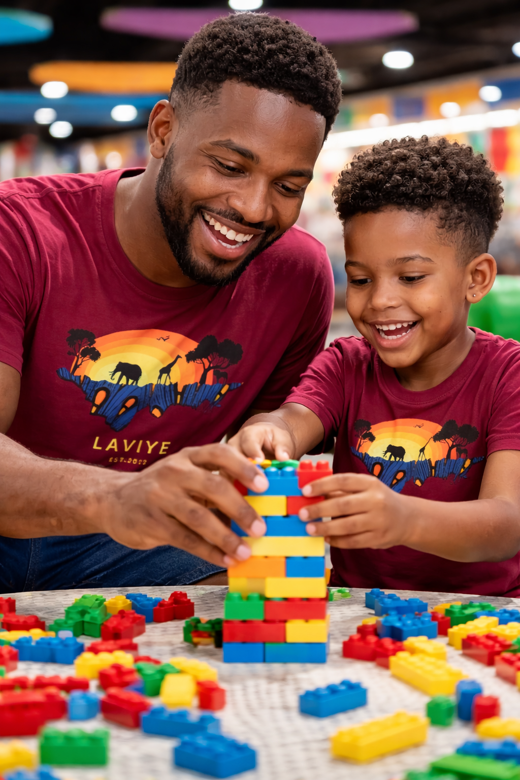 Little Boys Maroon African Safari Graphic Kids Unisex T-shirt | ENUGU