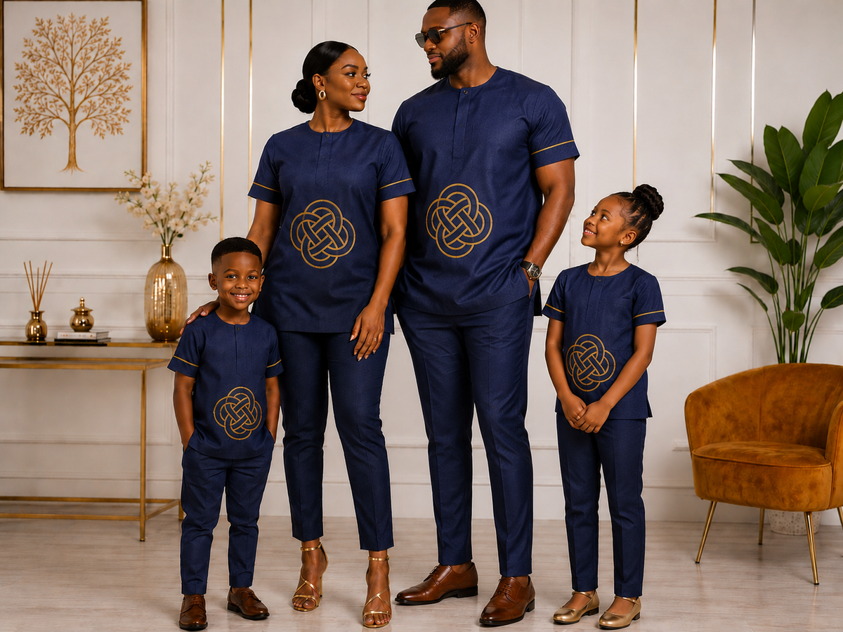Thanksgiving two piece for Girls, Tunic Set, Church Wear, Birthday Outfit, Wedding Guest Set, Girls Navy Blue Embroidered Two Piece Outfit,