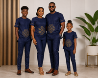 Page Boys Navy Blue Embroidered Two Piece Outfit, Ring Bearer Outfit, Thanksgiving Tunic, Traditional African Outfit for Boys, Church Wear