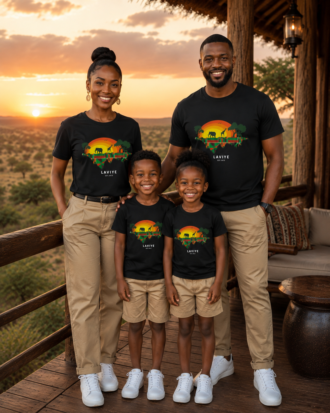 Men's Black African Safari T-shirt Unisex African Print Shirt  | ACCRA