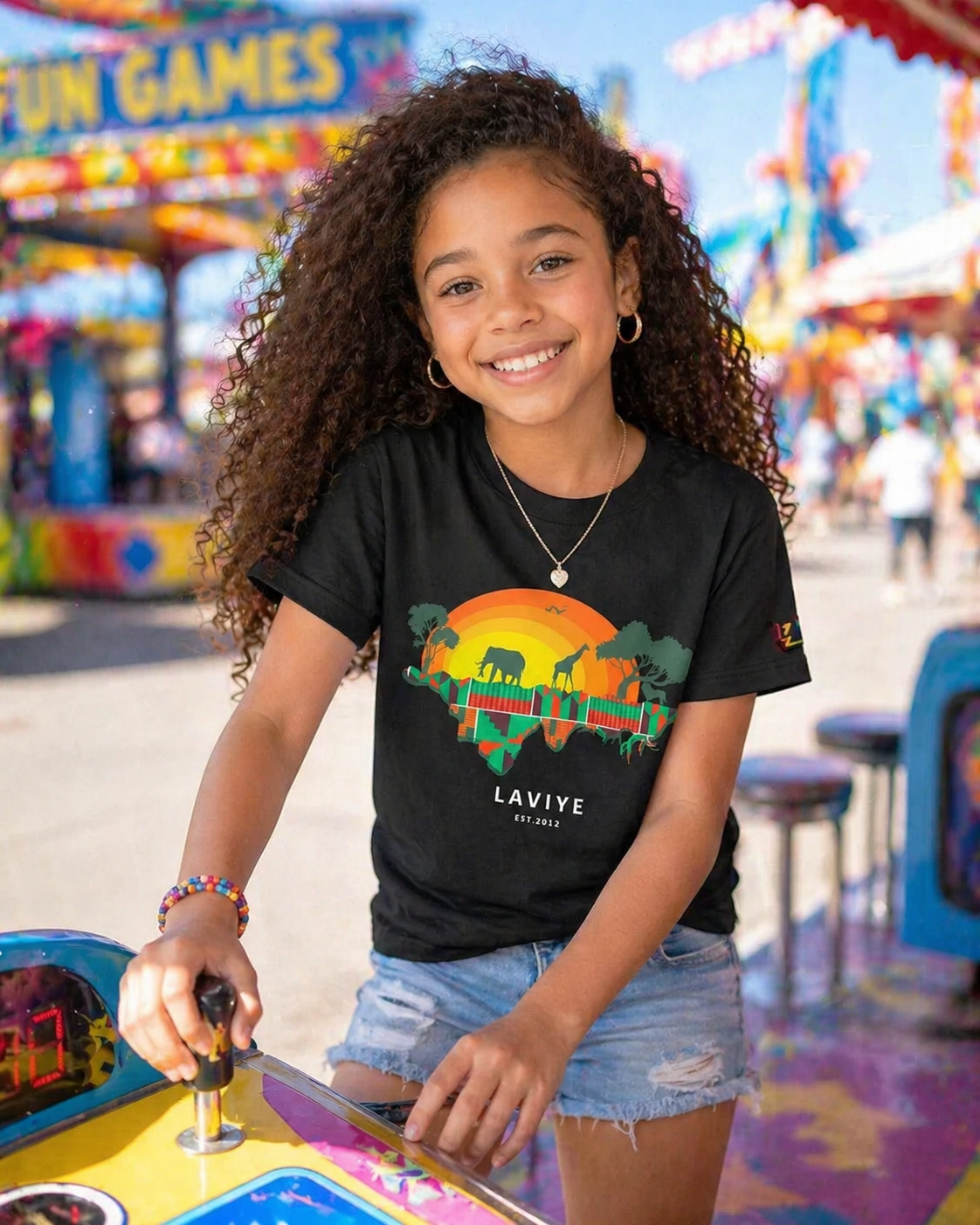 Black African Safari Graphic Kids Unisex T-shirt | ACCRA
