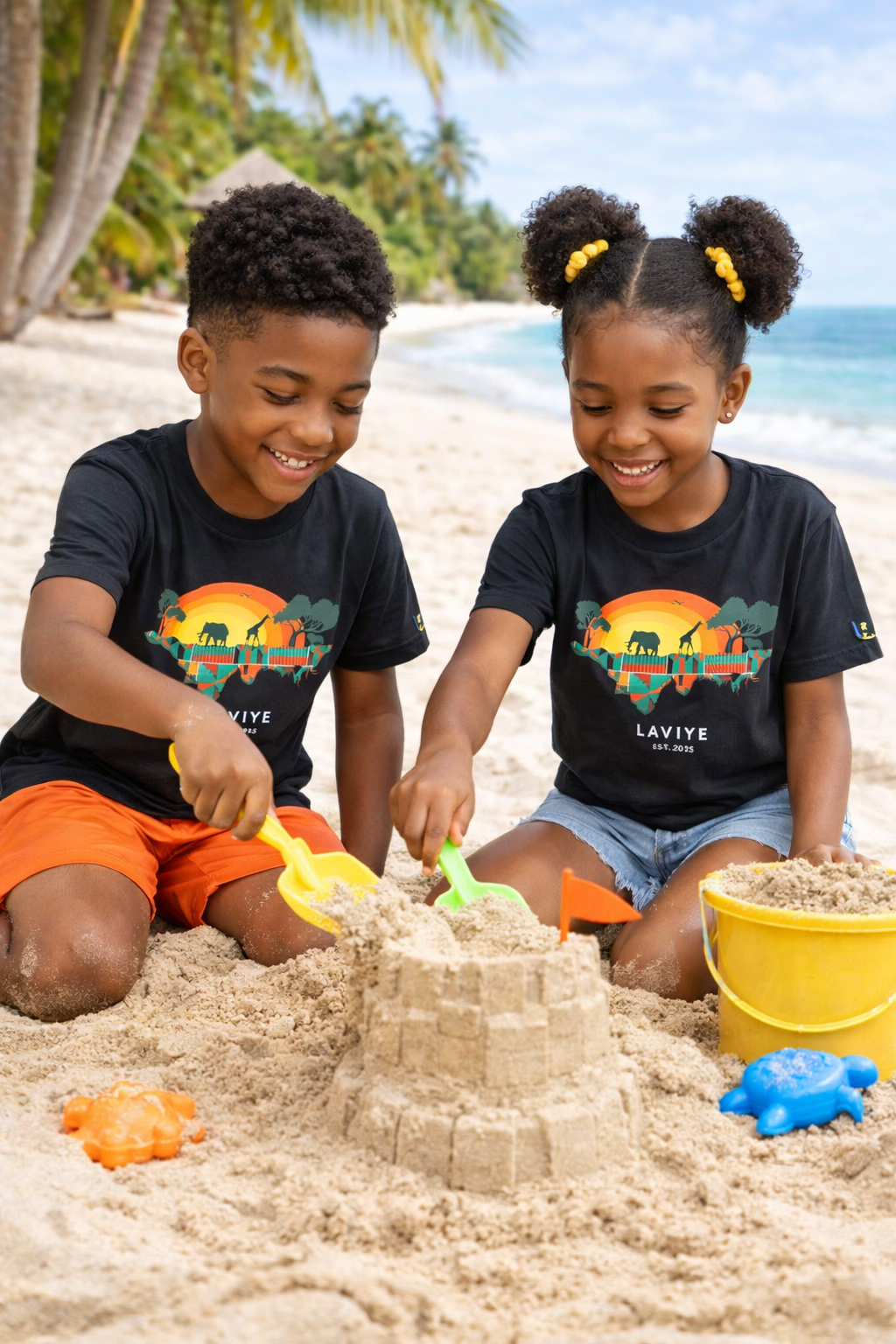 Boys Black African Safari Graphic Unisex T-shirt for Kids | ACCRA