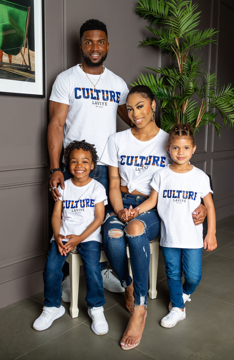 Blue Kids Unisex African Print Culture Slogan T-shirt | ENUGU