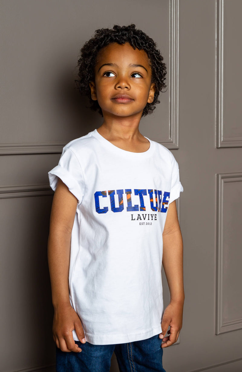 Little Boy's Unisex African Print Culture Slogan T-shirt | ENUGU