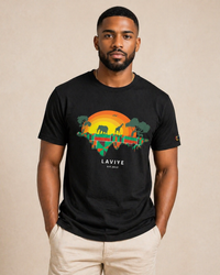 Men's Black African Safari T-shirt Unisex African Print Shirt  | ACCRA