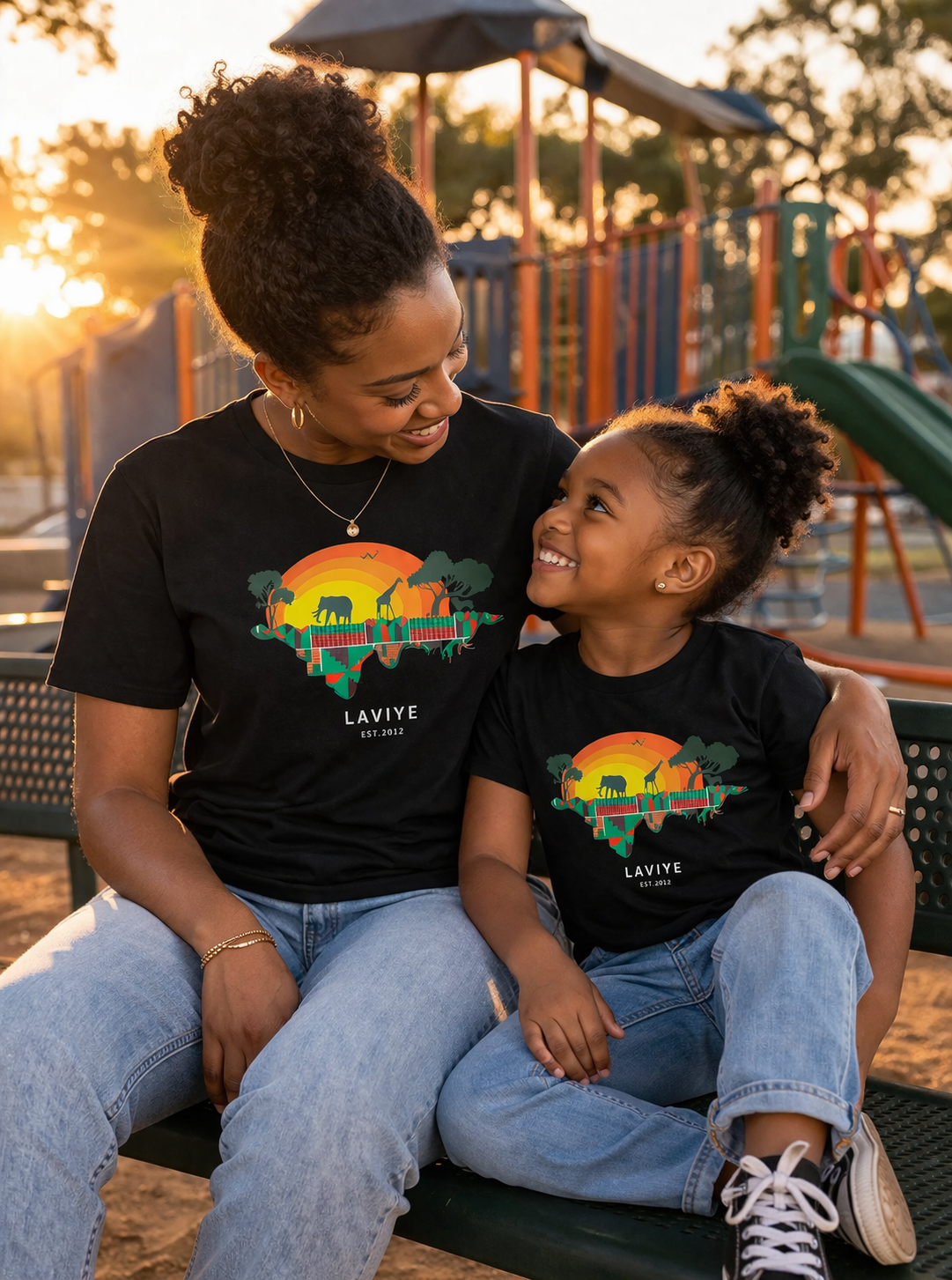 Black African Safari Graphic Kids Unisex T-shirt | ACCRA