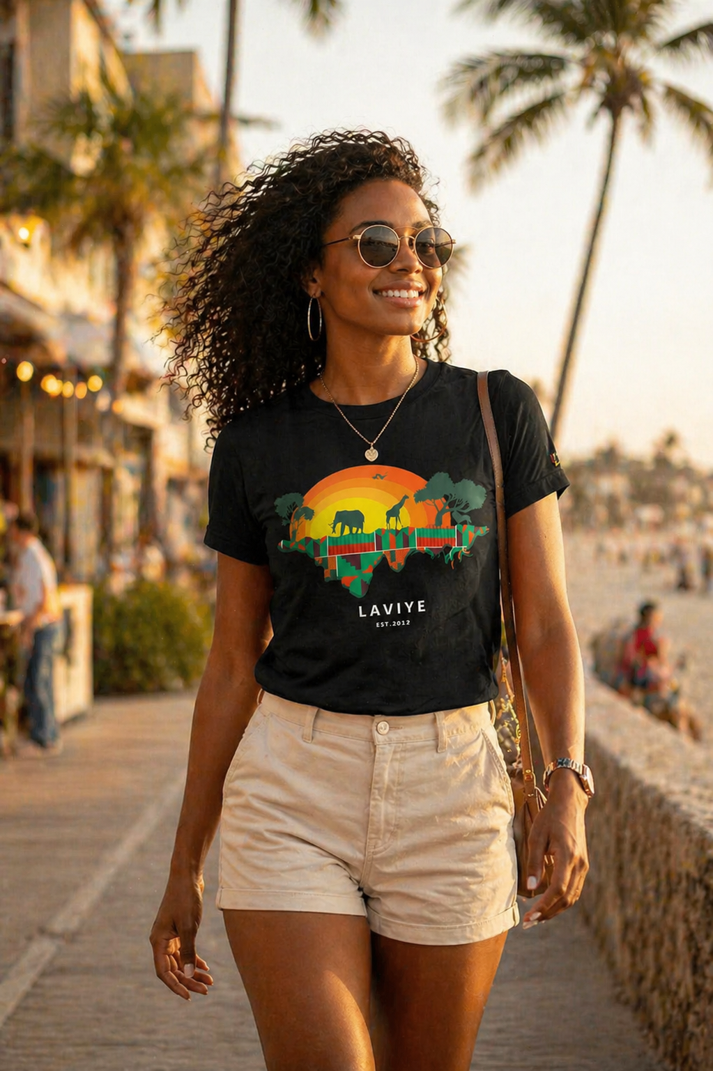 African Safari Graphic T-shirt Unisex African Print Black Shirt  | ACCRA