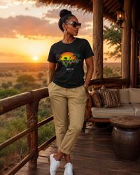 African Safari Graphic T-shirt Unisex African Print Black Shirt  | ACCRA