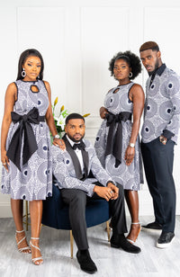 African Print Sleeveless Keyhole Chest Statement Sash Belt - ALEXANDRA