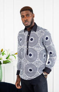 African Shirts for Men | Mens African Shirt - Mens Long-sleeve Polo - Alexander
