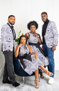 African Print Sleeveless Keyhole Chest Statement Sash Belt - ALEXANDRA