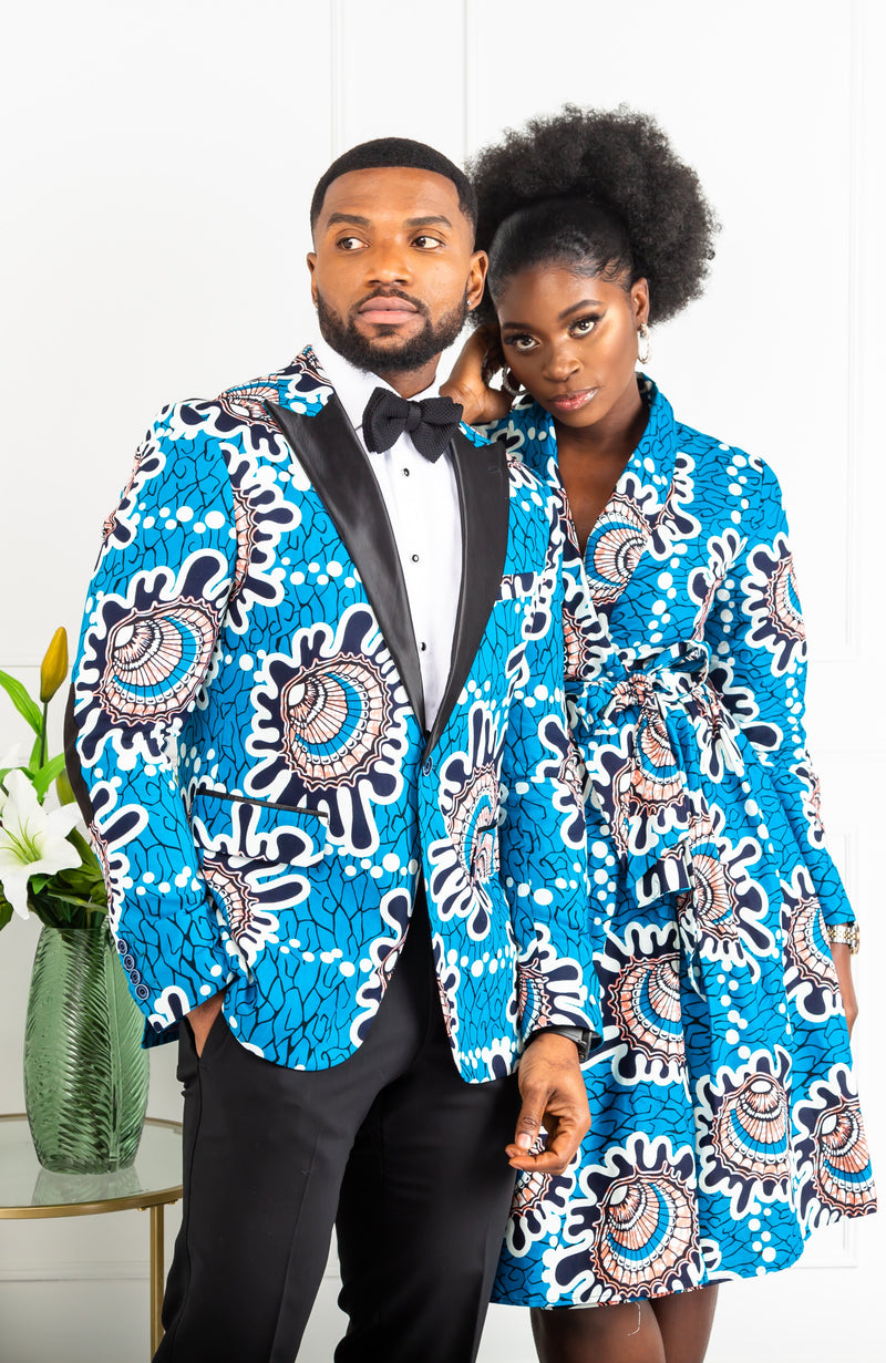 Men African Fashion - Tailored Fit Shawl Collar African Print Blazer for Men - GERALD