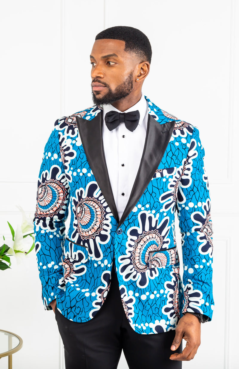 Men African Fashion - Tailored Fit Shawl Collar African Print Blazer for Men - GERALD